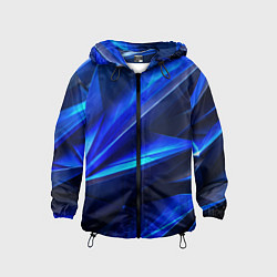 Ветровка с капюшоном детская Синяя геометрическая абстракция, цвет: 3D-черный