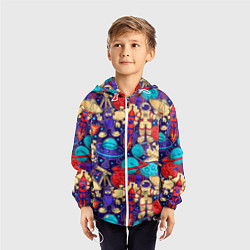 Ветровка с капюшоном детская Космические мультяшные персонажи, цвет: 3D-белый — фото 2