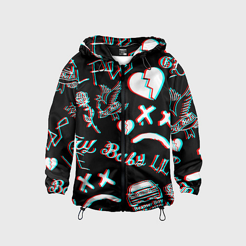 Детская ветровка Lil Peep logo glitch / 3D-Черный – фото 1