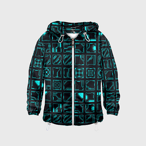 Детская ветровка Квадратные геометрические инженерные синие схемы п / 3D-Белый – фото 1