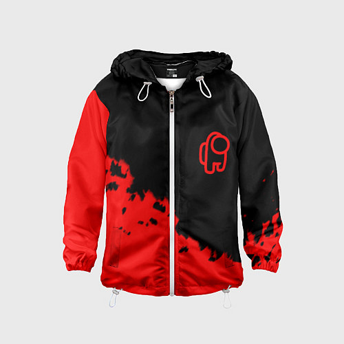 Детская ветровка Among us красные краски / 3D-Белый – фото 1