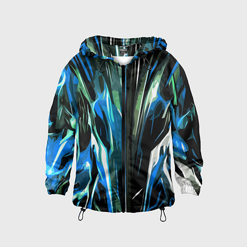 Детская ветровка Бело-синяя абстракция на чёрном фоне / 3D-Черный – фото 1