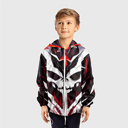 Ветровка с капюшоном детская Абстрактный белый череп и красные полосы, цвет: 3D-белый — фото 2