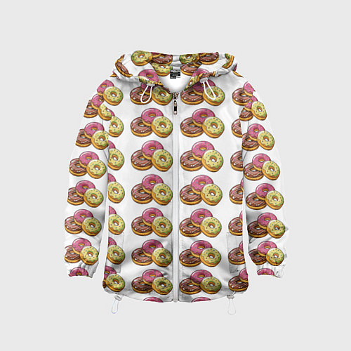 Детская ветровка Пончики-фастфуд паттерн / 3D-Белый – фото 1