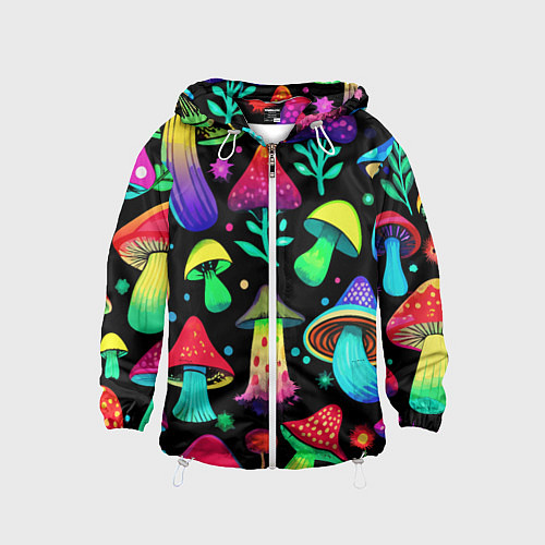 Детская ветровка Биолюминесцентные кислотные грибы / 3D-Белый – фото 1