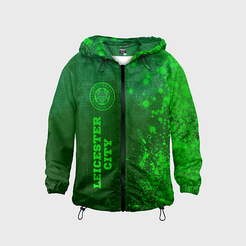 Детская ветровка Leicester City - green gradient по-вертикали / 3D-Черный – фото 1