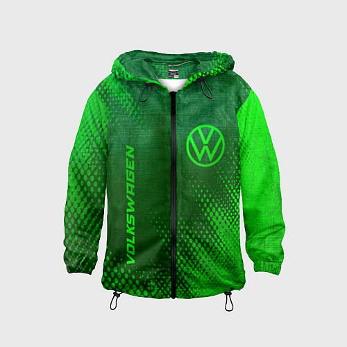 Детская ветровка Volkswagen - green gradient вертикально / 3D-Черный – фото 1