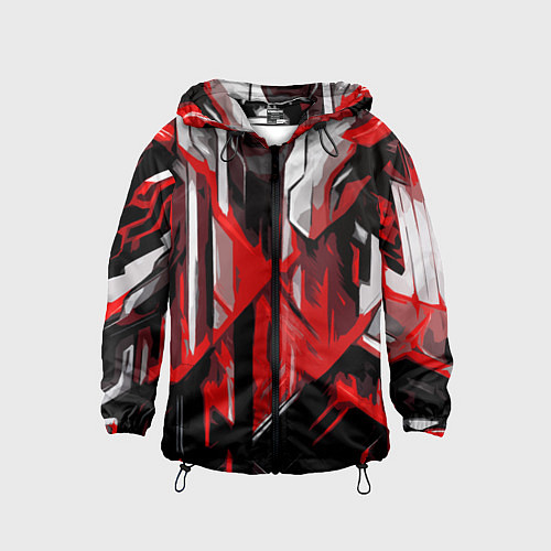 Детская ветровка Red and white abstraction on a black background / 3D-Черный – фото 1