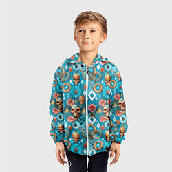 Ветровка с капюшоном детская Паттерн змеи и черепа, цвет: 3D-белый — фото 2
