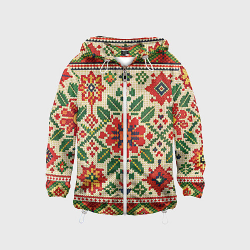 Детская ветровка Славянский узор и орнамент / 3D-Белый – фото 1