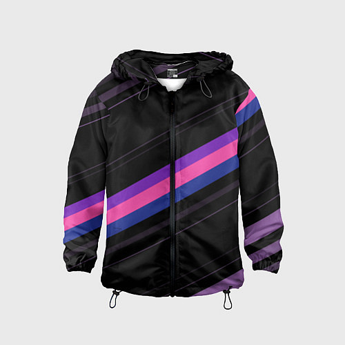 Детская ветровка Неоновые полосы / 3D-Черный – фото 1