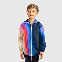 Ветровка с капюшоном детская Неоновый градиент разводы, цвет: 3D-белый — фото 2