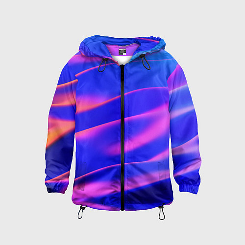 Детская ветровка Неоновые волны градиент / 3D-Черный – фото 1