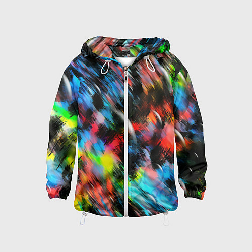 Детская ветровка Цветные краски абстракция / 3D-Белый – фото 1