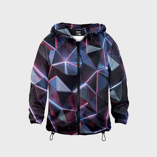 Детская ветровка Неоновые геометрические плиты / 3D-Черный – фото 1
