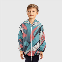 Ветровка с капюшоном детская Граффити в пастельных тонах абстракция, цвет: 3D-белый — фото 2