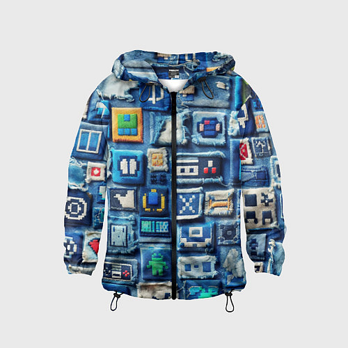 Детская ветровка Пэчворк с геймерскими знаками / 3D-Черный – фото 1