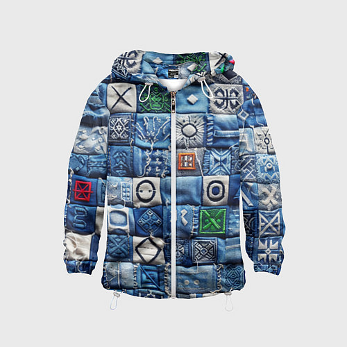 Детская ветровка Геймерский пиксельный пэчворк / 3D-Белый – фото 1