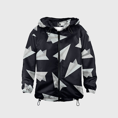 Детская ветровка Белый бумажный самолётик - Телеграм / 3D-Черный – фото 1