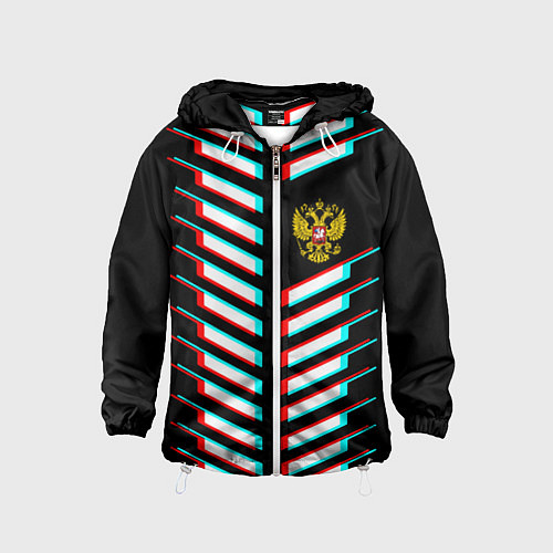 Детская ветровка Герб РФ глитч геометрия / 3D-Белый – фото 1