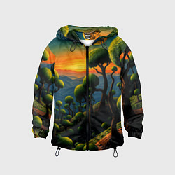 Детская ветровка Лес из зеленых инопланетных деревьев в стиле Сальв
