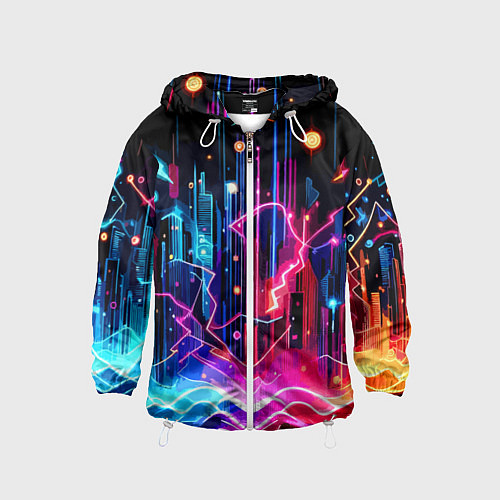 Детская ветровка Neon fantasy - ai art / 3D-Белый – фото 1