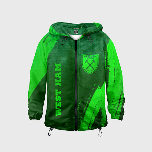 Детская ветровка West Ham - green gradient вертикально / 3D-Черный – фото 1