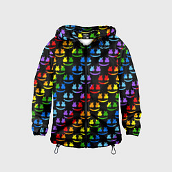 Ветровка с капюшоном детская Marshmello pattern neon, цвет: 3D-черный