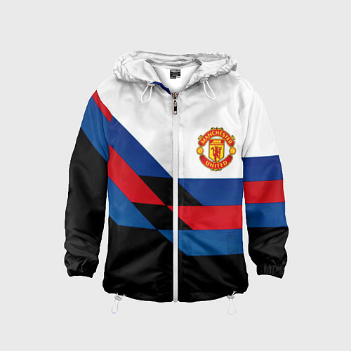 Детская ветровка Манчестер Юнайтед спорт текстура / 3D-Белый – фото 1