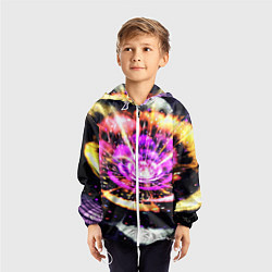 Ветровка с капюшоном детская Оптический узор цветок, цвет: 3D-белый — фото 2