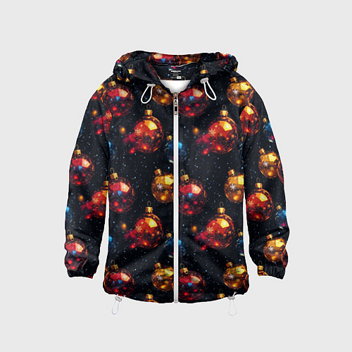 Детская ветровка Новогодние шары паттерн / 3D-Белый – фото 1