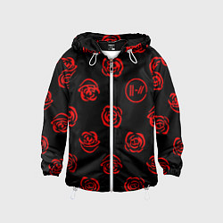 Ветровка с капюшоном детская Twenty one pilots rose pattern, цвет: 3D-белый