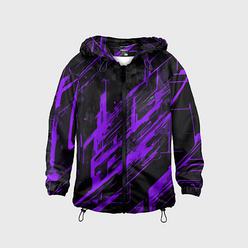 Детская ветровка Purple stripes on a black background / 3D-Черный – фото 1