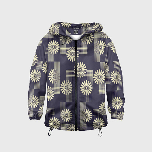 Детская ветровка Цветочный геометрический узор / 3D-Черный – фото 1