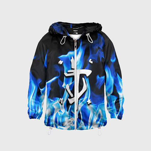 Детская ветровка Doom fire logo steel / 3D-Белый – фото 1