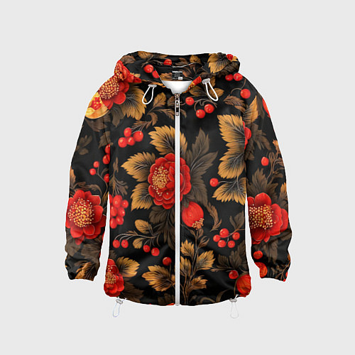 Детская ветровка Русская хохлома, цветы, паттерн / 3D-Белый – фото 1