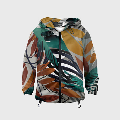 Детская ветровка Полоски листья / 3D-Черный – фото 1