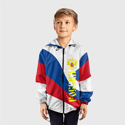 Ветровка с капюшоном детская Флаг России, паттерн, цвет: 3D-черный — фото 2
