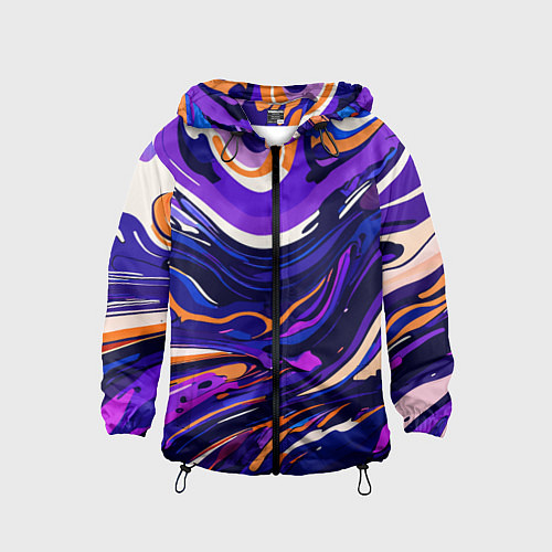 Детская ветровка Разноцветная абстракция разводов / 3D-Черный – фото 1