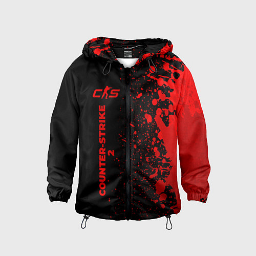 Детская ветровка Counter-Strike 2 - red gradient по-вертикали / 3D-Черный – фото 1