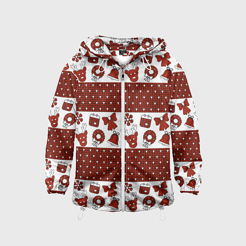 Детская ветровка Новогодний паттерн / 3D-Белый – фото 1