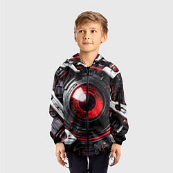 Ветровка с капюшоном детская Красная сфера киберпанк, цвет: 3D-черный — фото 2