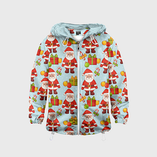 Детская ветровка Новогодний паттерн с Сантой и подарками / 3D-Белый – фото 1