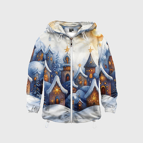 Детская ветровка Снежный новогодний городок / 3D-Белый – фото 1