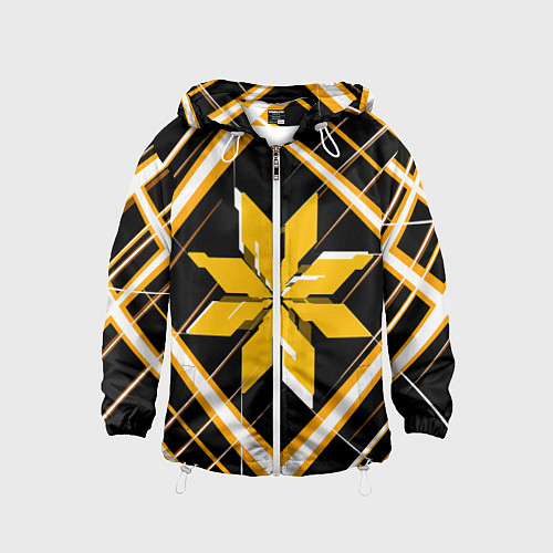 Детская ветровка Жёлто-белая звезда и полосы на чёрном фоне / 3D-Белый – фото 1
