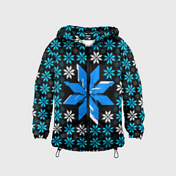 Ветровка с капюшоном детская Сине-белые звёзды на чёрном фоне, цвет: 3D-черный