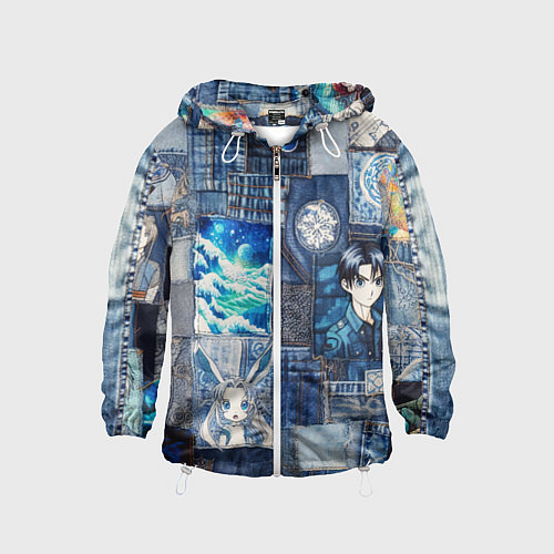 Детская ветровка Микс аниме и пэчворк / 3D-Белый – фото 1