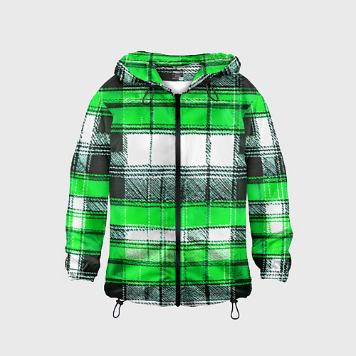 Детская ветровка Чёрные полосы на зелёном-белом фоне / 3D-Черный – фото 1