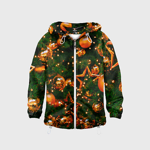 Детская ветровка Новогодние игрушки на ветках / 3D-Белый – фото 1