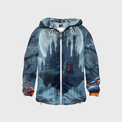 Детская ветровка Замок Дракулы и неоновые грибы - нейроарт фантазия